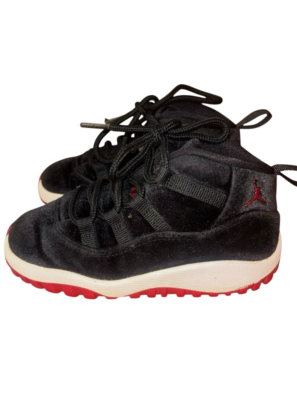 Jordan Air Jordan 11 Unisex Kids Velvet Sneakers Black Red White US 8C